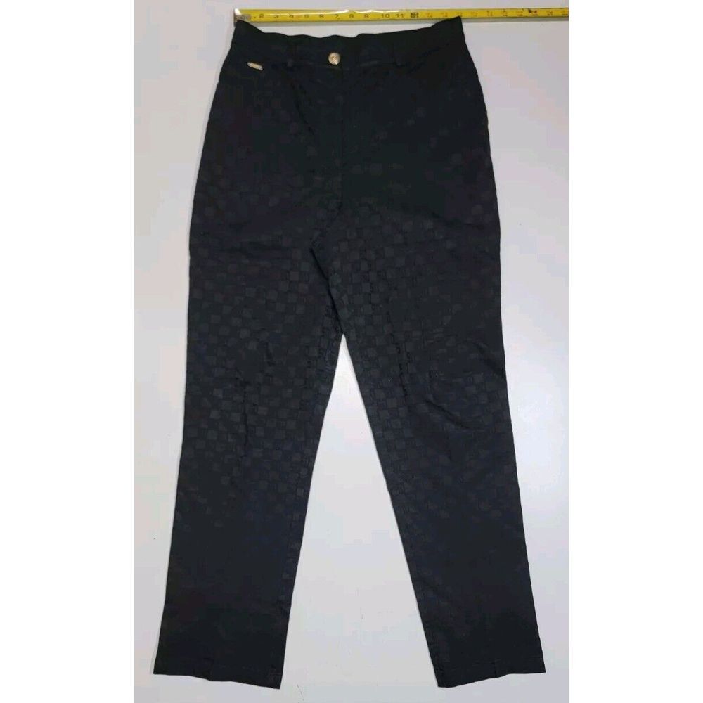 St.‎ John Sport Straight Leg Signature Print Pants in Black Size 10